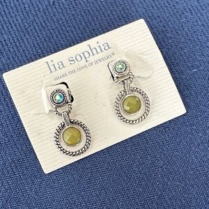 Lia Sophia Silver Earrings with Green Accents